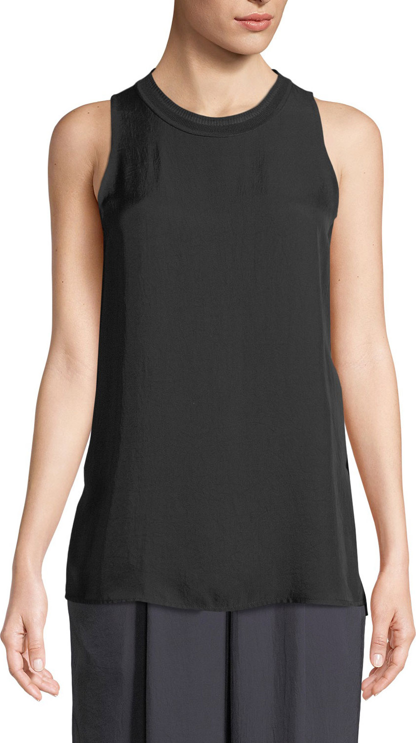 Vince Ribbed-Trim Sleeveless Top