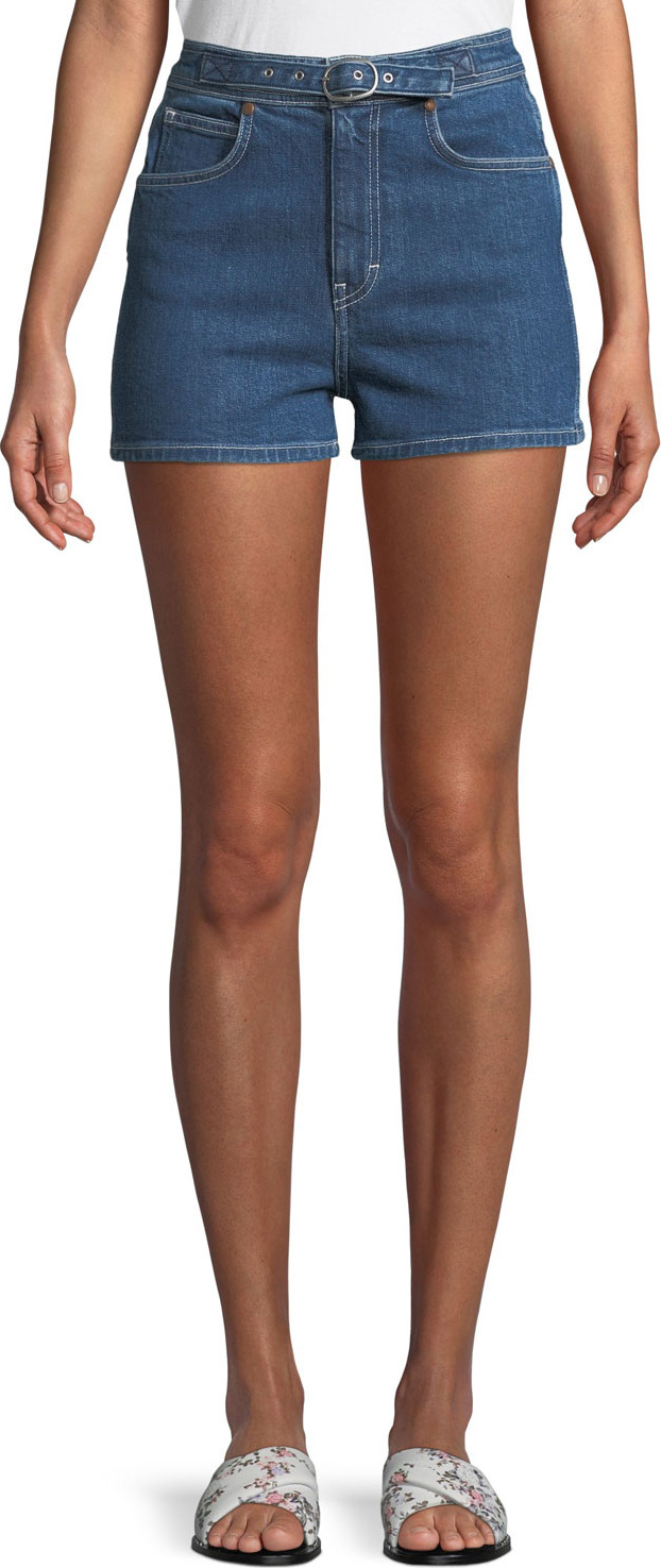 Rag & Bone Derby Belted High-Waist Denim Shorts