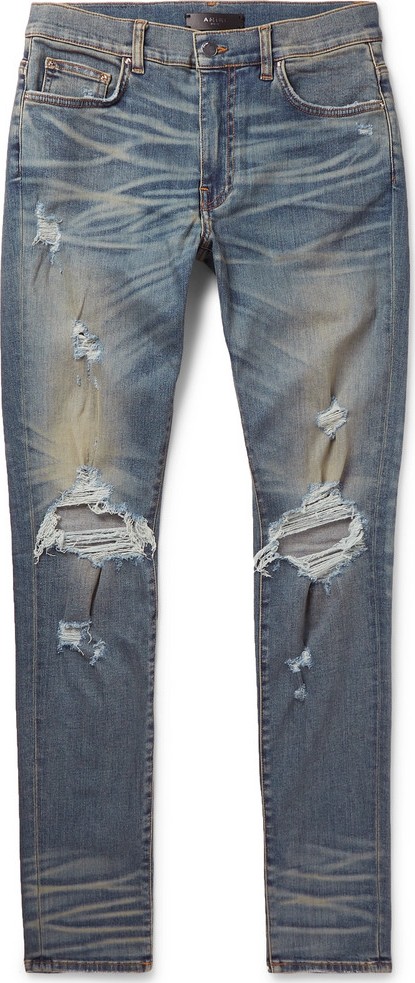 Amiri Thrasher Skinny-Fit Distressed Stretch-Denim Jeans