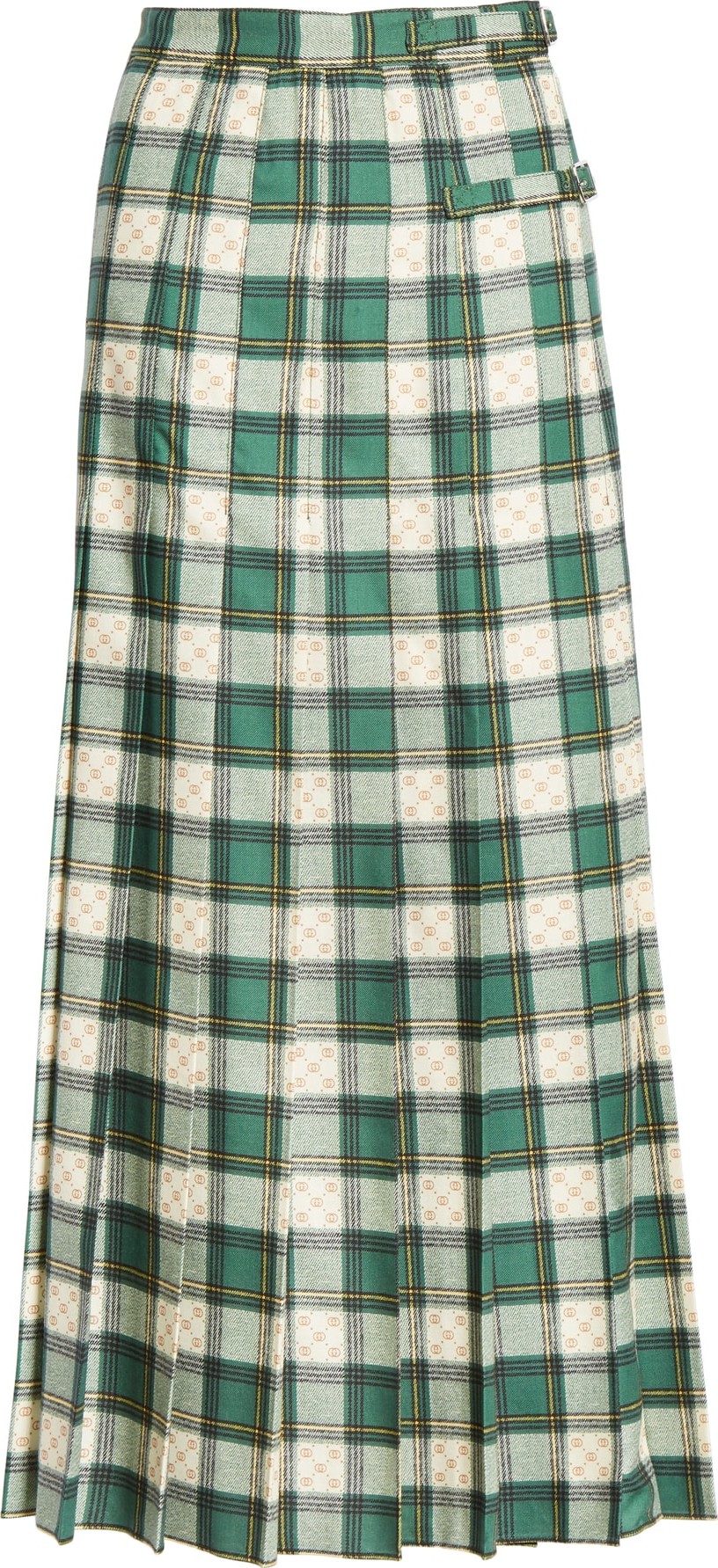 Gucci Tartan Check Wool Twill Maxi Skirt