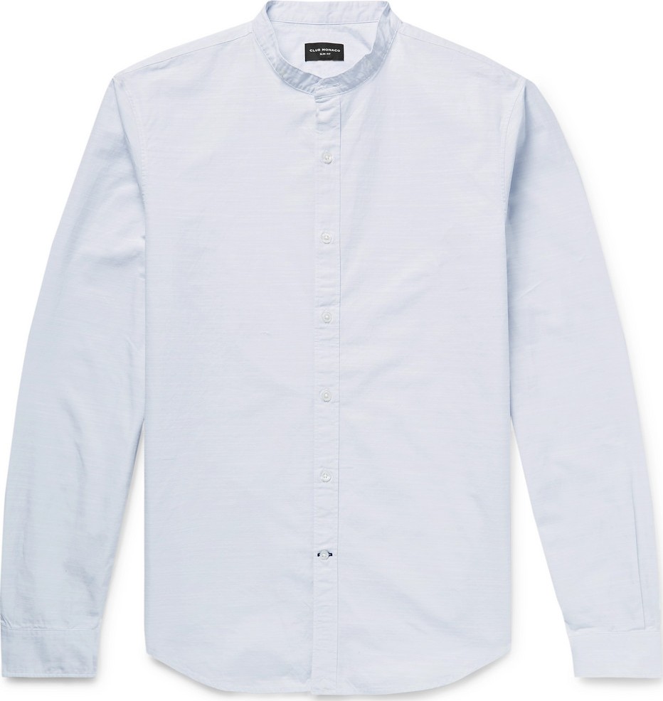 Club Monaco Slim-Fit Grandad-Collar Slub Cotton Shirt