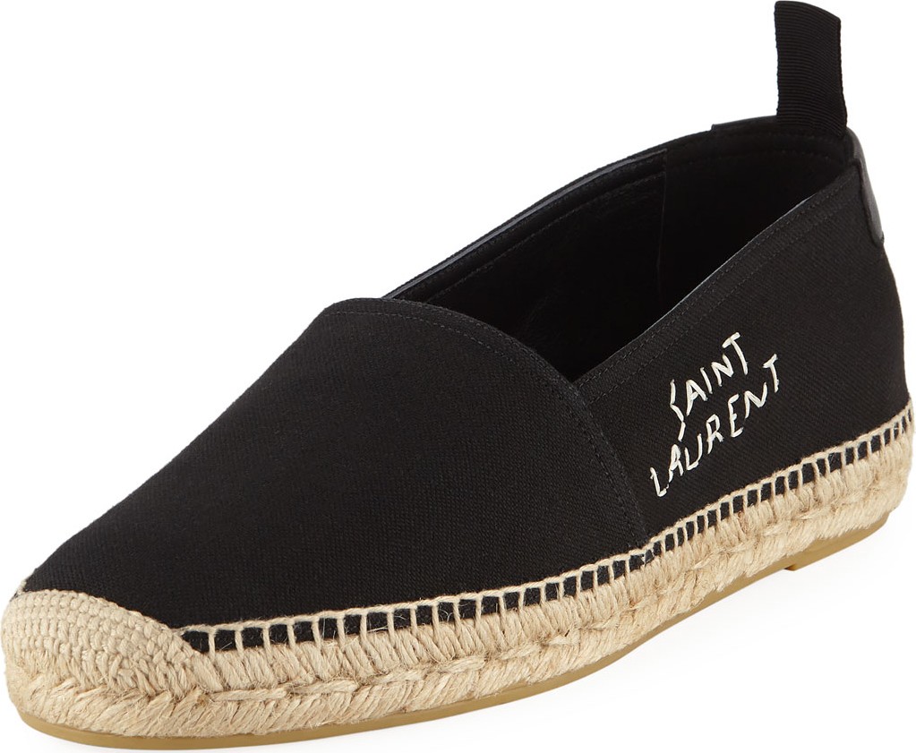 Saint Laurent Men's Logo-Stitched Canvas Slip-On Espadrilles