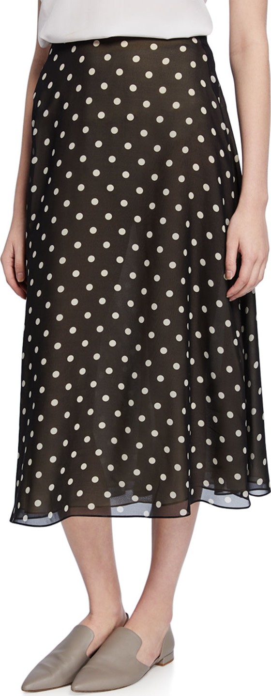Theory Volume Polka-Dot Midi Silk Skirt
