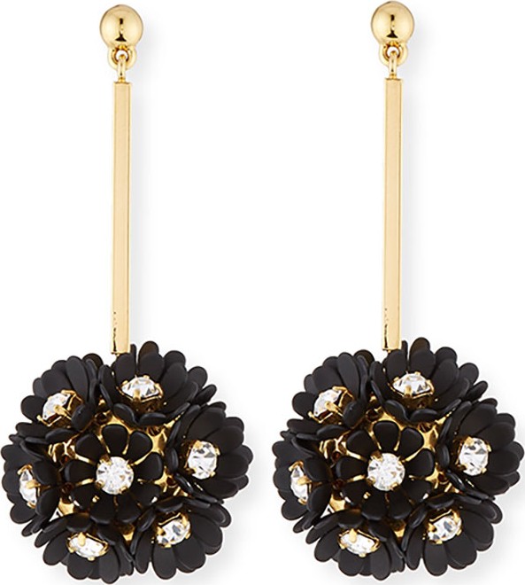 Lele Sadoughi Plumeria Crystal Drop Earrings, Black