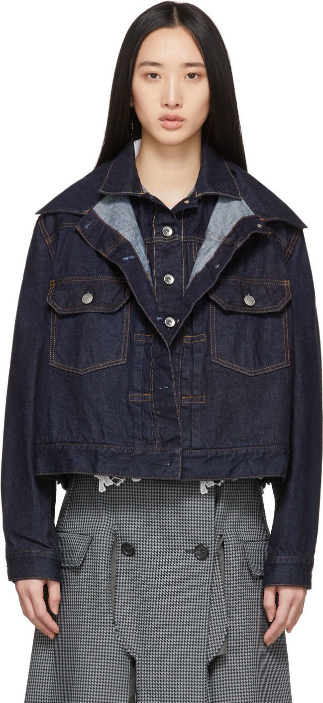 Sacai Blue Denim Double-Layer Jacket