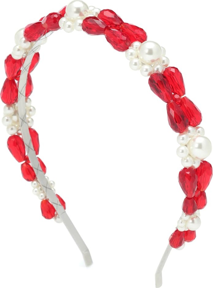 Simone Rocha Crystal and faux pearl headband