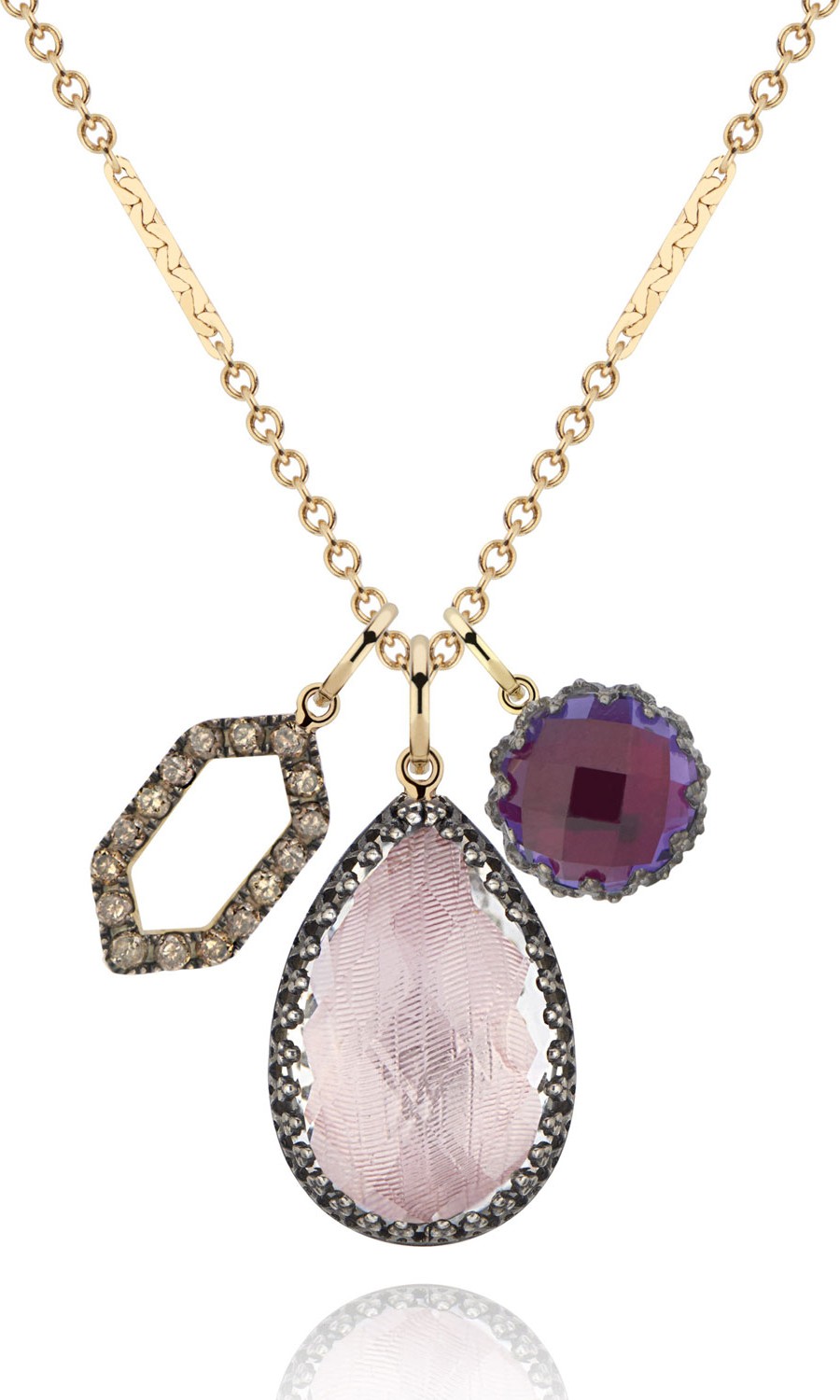 Larkspur & Hawk Lady Emily Triple Cluster Charm Necklace, Ballet/Scarlet