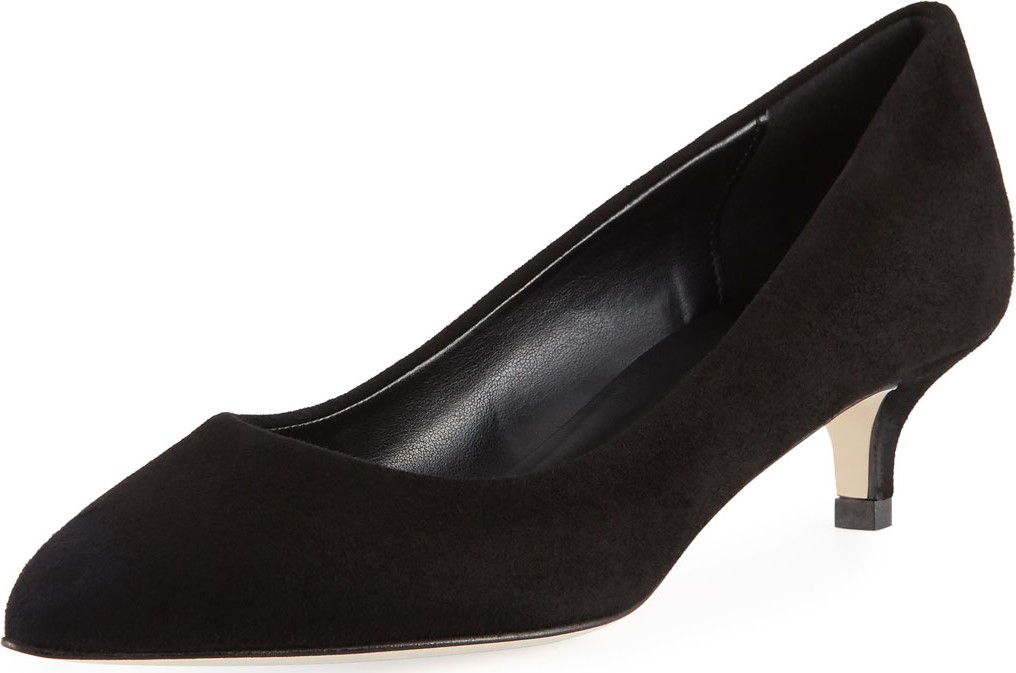 Sesto Meucci Beals Cushioned Suede Kitten-Heel Pumps