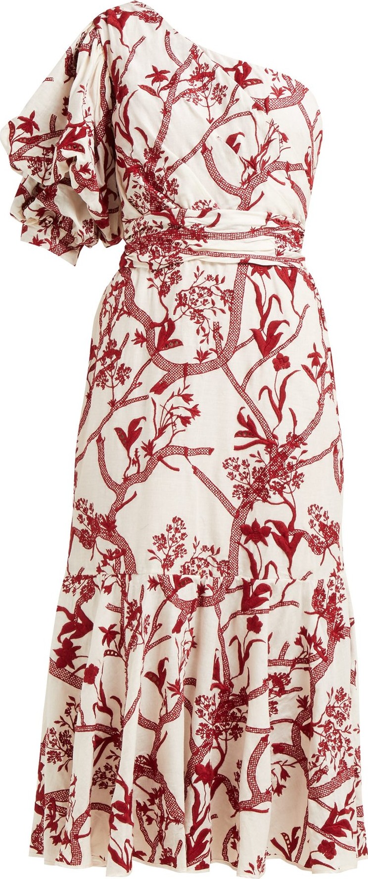 Johanna Ortiz Perfume de Gardenias embroidered cotton midi dress