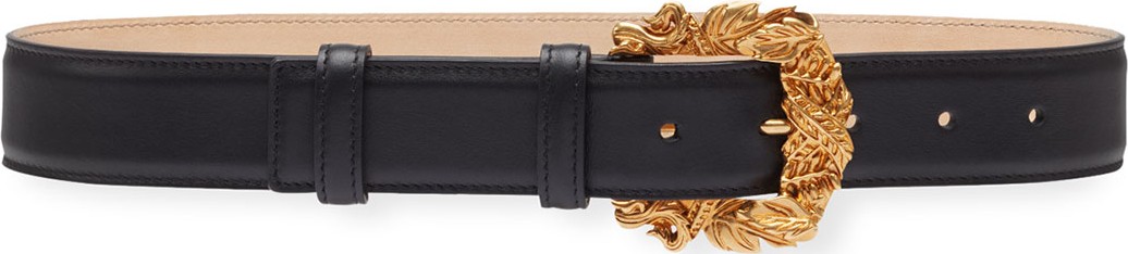 Versace Collection Leather Baroque-Buckle Belt