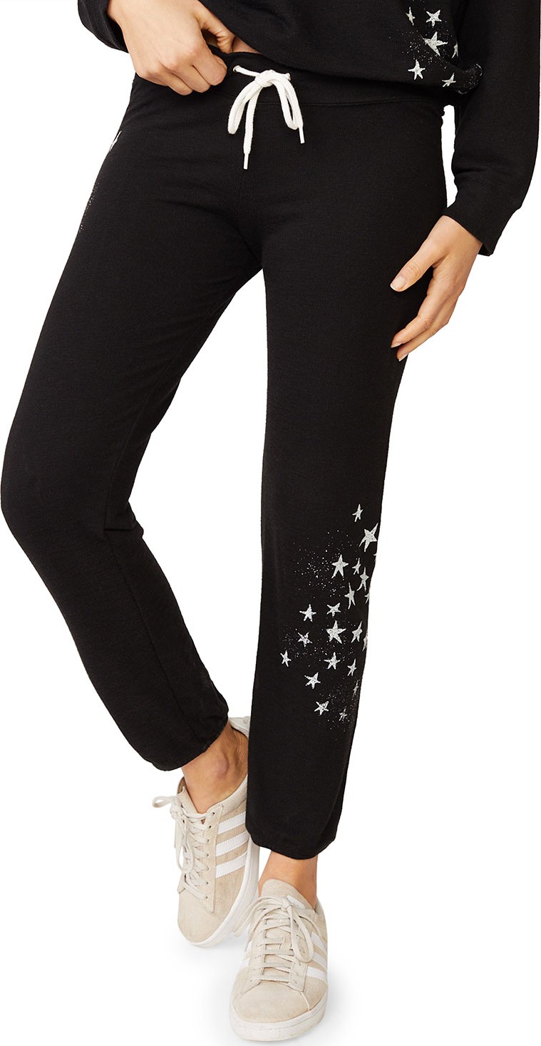 MONROW Vintage Drawstring Sweatpants with Faded Stars