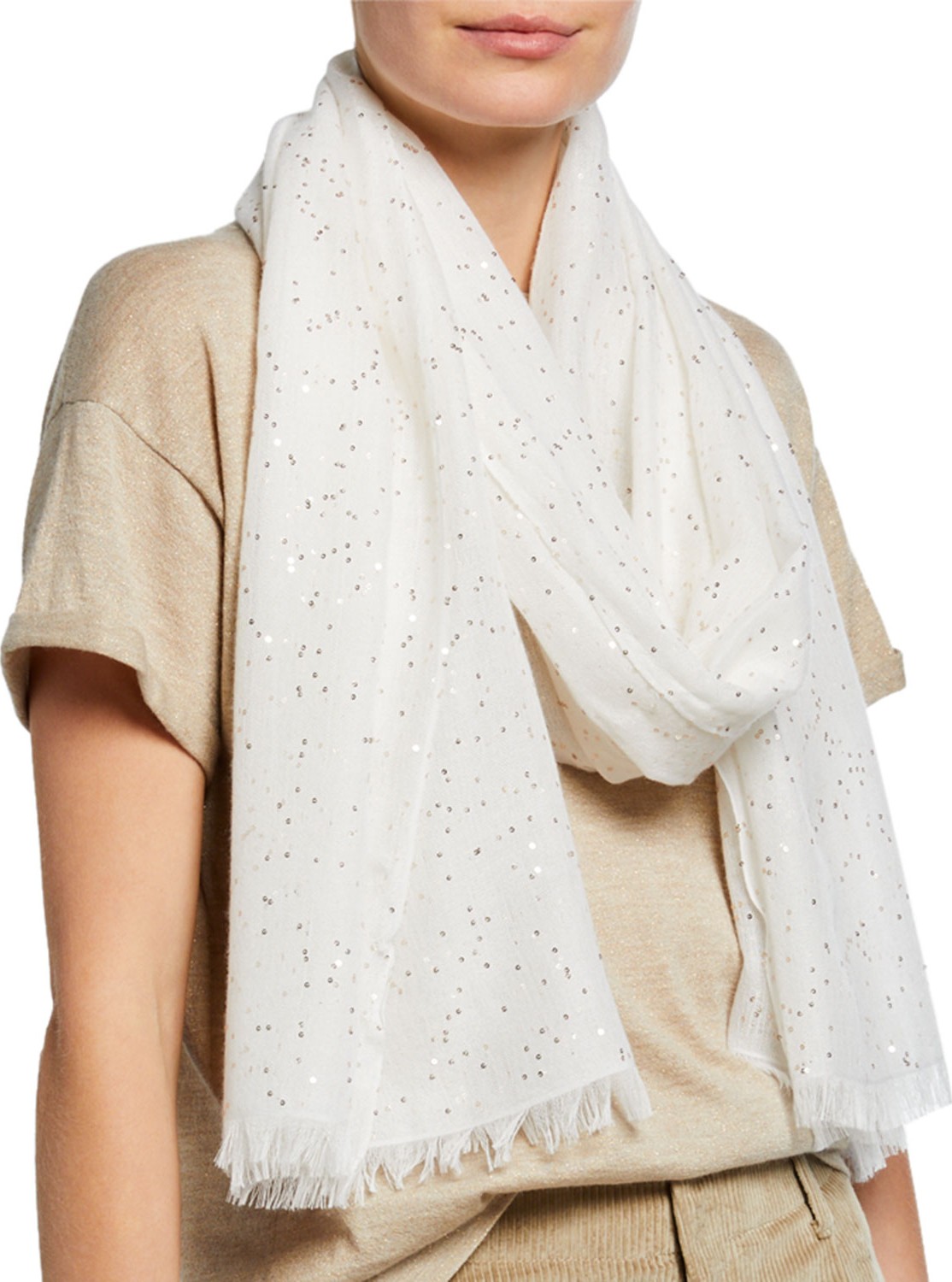 Brunello Cucinelli Paillette Cashmere Scarf