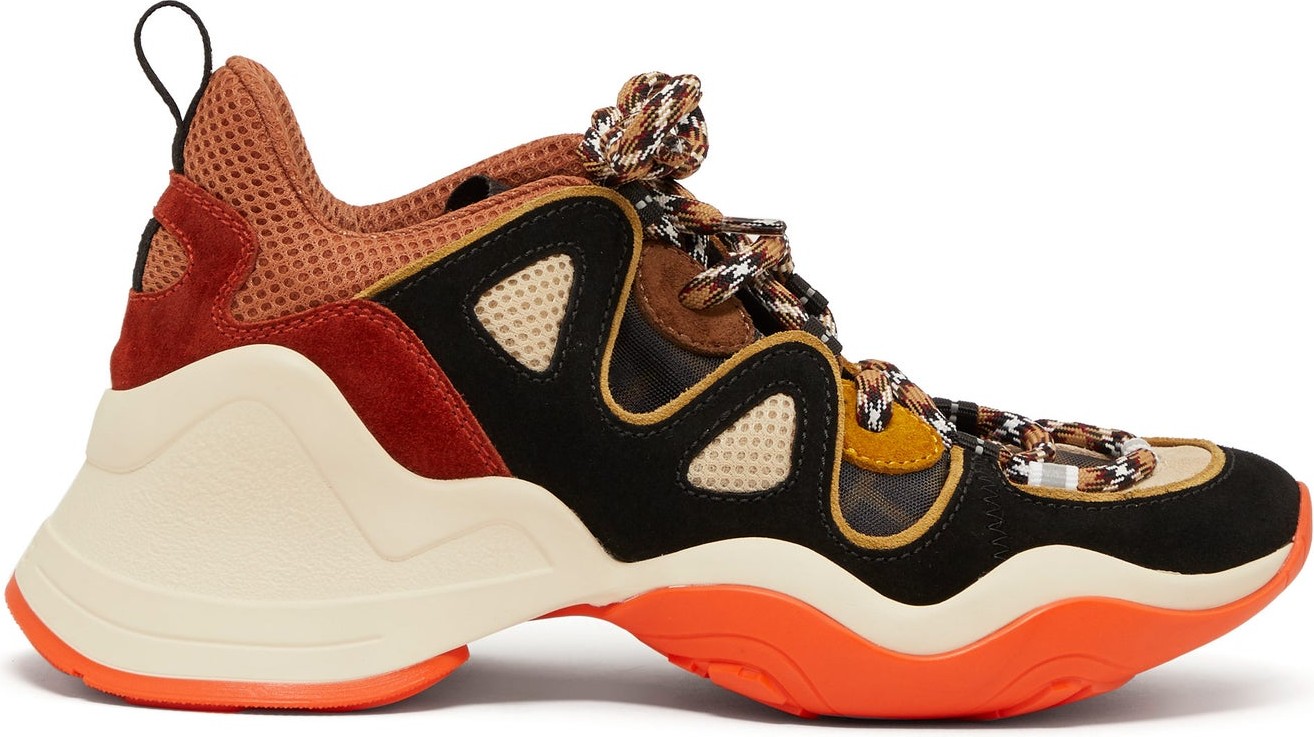 Fendi Panelled mesh and suede trainers