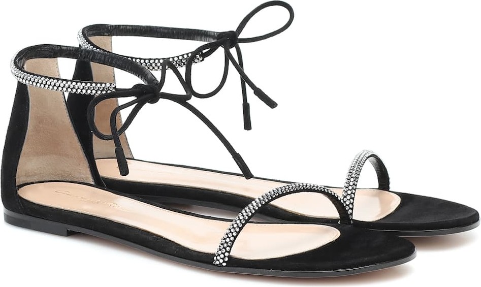Gianvito Rossi Embellished suede sandals