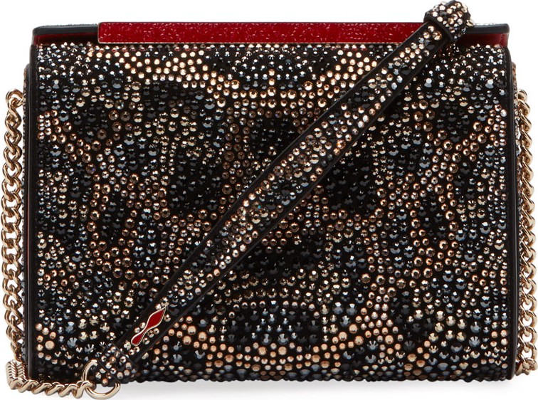 Christian Louboutin Vanite Large Leopard Crystal Suede Clutch Bag
