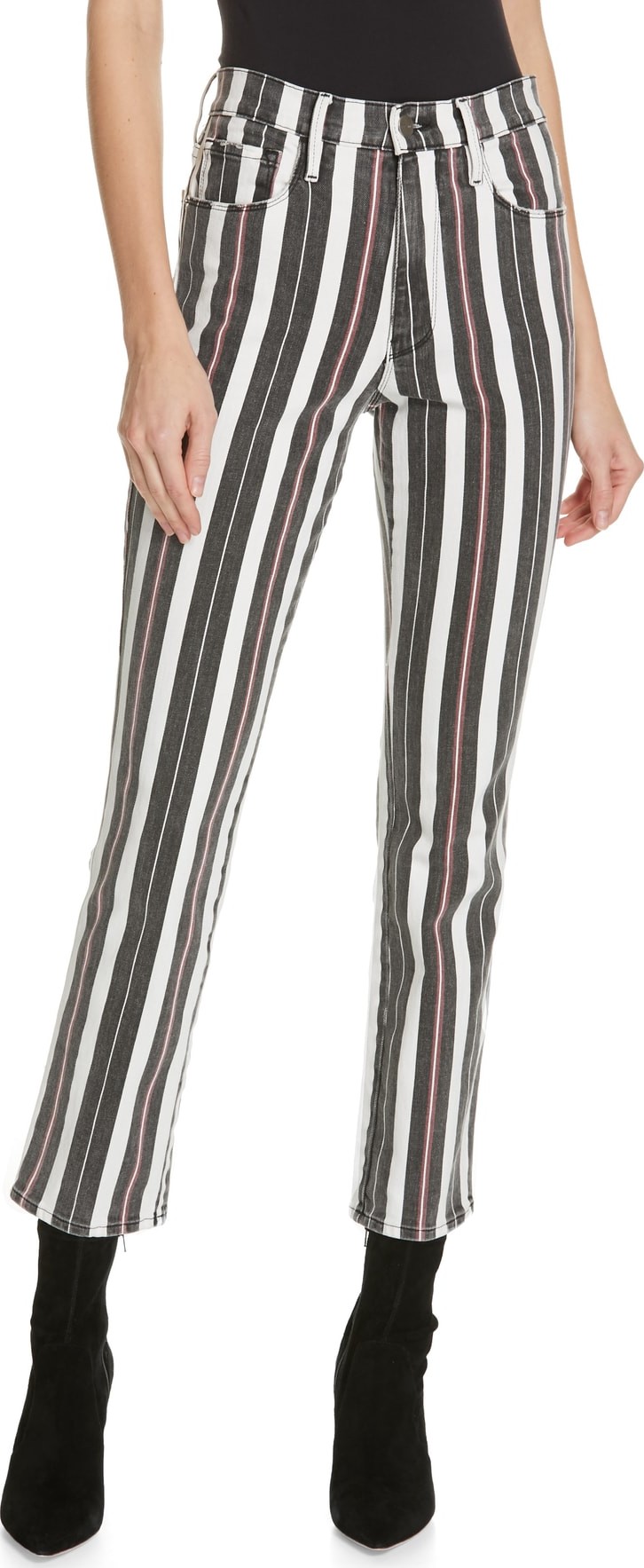 FRAME DENIM Le Sylvie Band Stripe Straight Leg Jeans