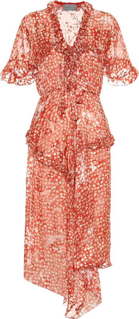 Preen Misty floral satin devore dress