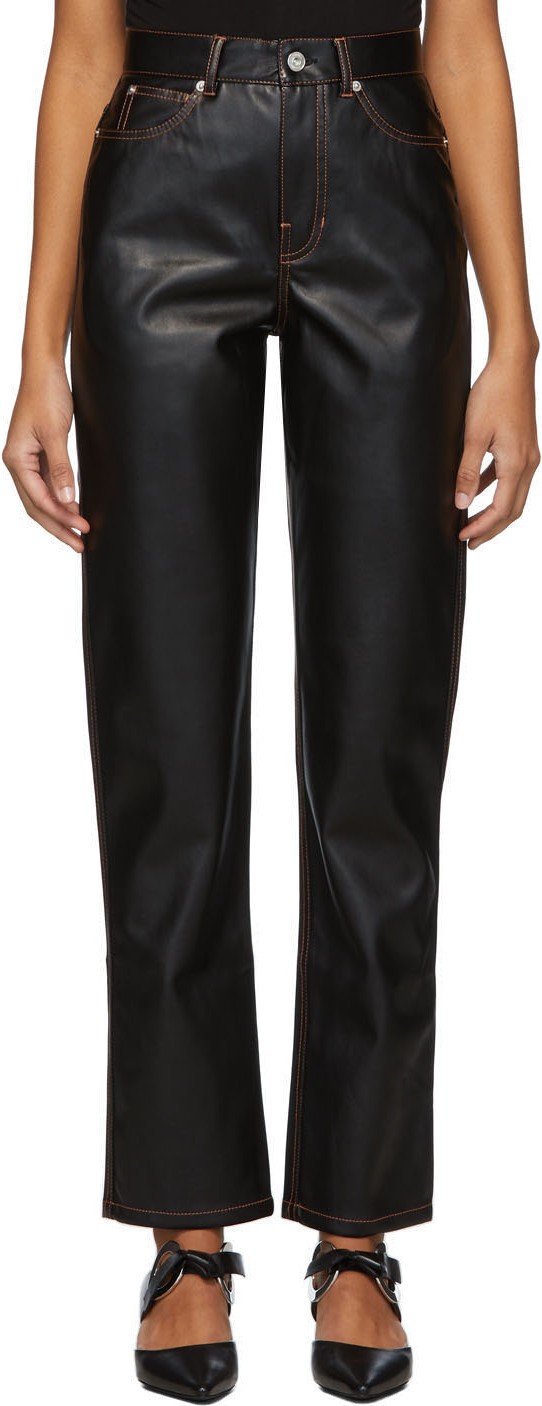 Proenza Schouler Black Faux-Leather Trousers