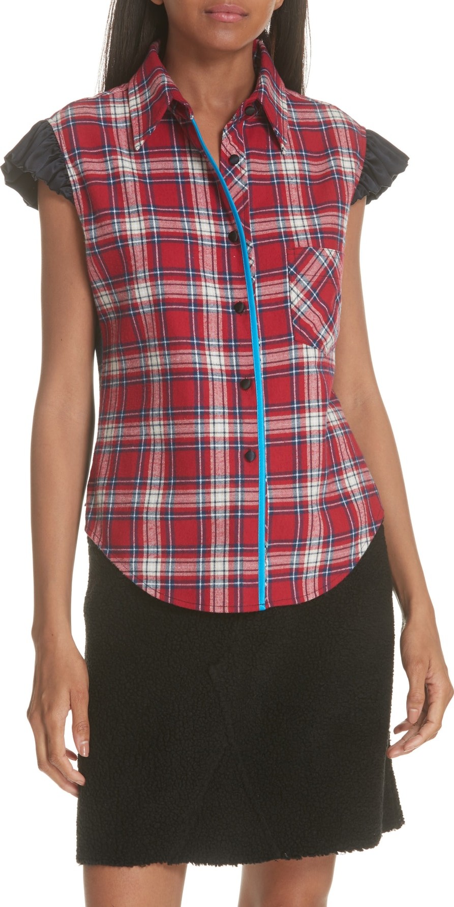 Harvey Faircloth Mixed Plaid Flannel Blouse