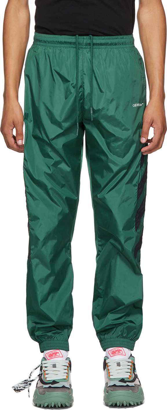 Off White - Green Nylon Diag Track Pants Off White - Green Nylon Diag Track Pants