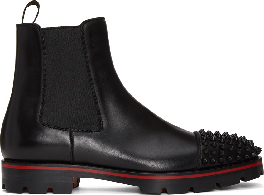 Christian Louboutin Black Melon Spikes Chelsea Boots