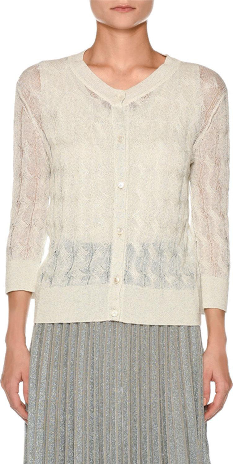 Agnona Sheer Cable-Knit Cardigan