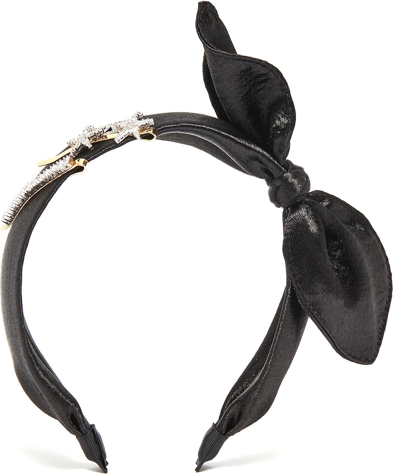 Venna Crystal embellished clip silk headband