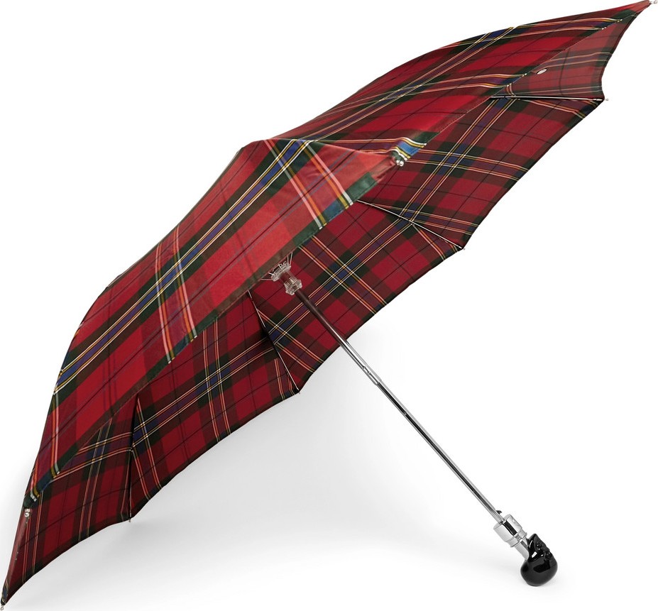 Alexander McQueen Checked Skull-Handle Umbrella