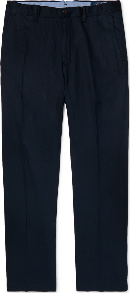 Polo Ralph Lauren Navy Linen, Lyocell and Cotton-Blend Trousers