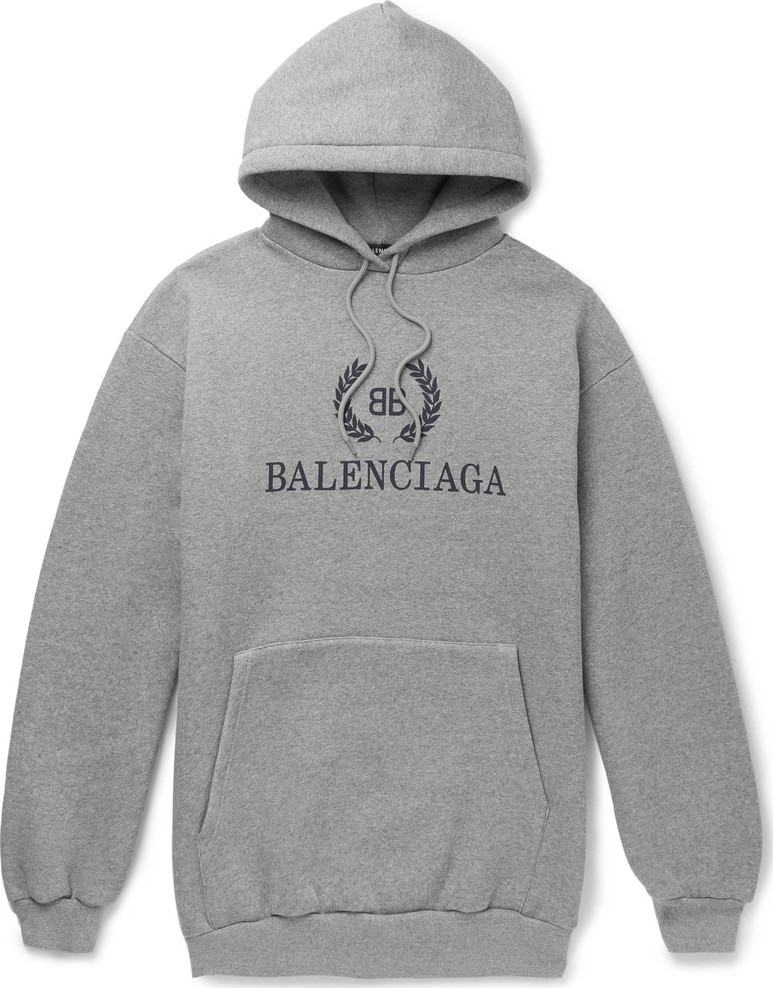 Balenciaga Oversized Logo-Print Fleece-Back Cotton-Blend Jersey Hoodie