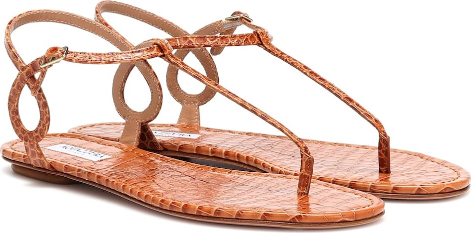 Aquazzura Almost Bare Flat leather sandals