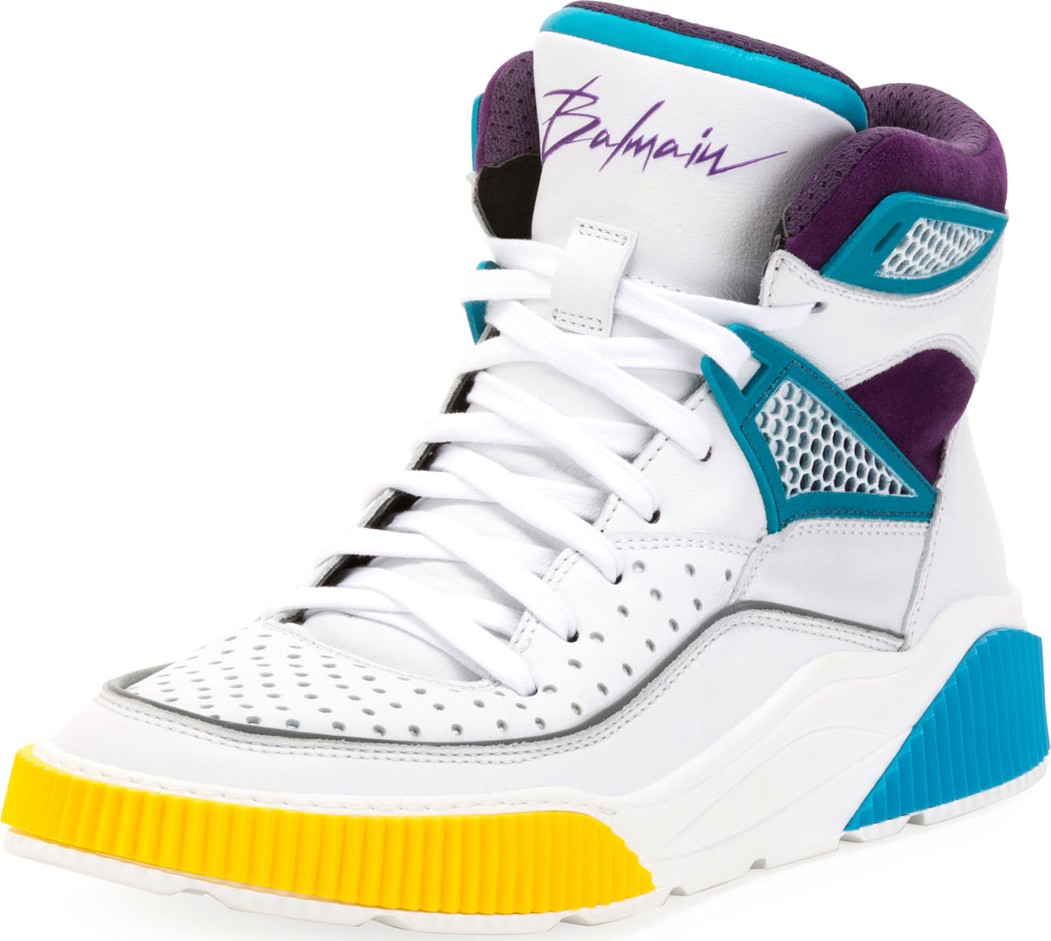 Balmain Men's Kery High-Top Leather Sneakers