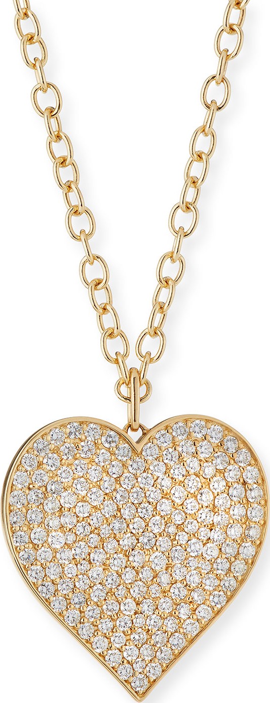 Sydney Evan Supersize Pave Diamond Heart Pendant Necklace, 18"