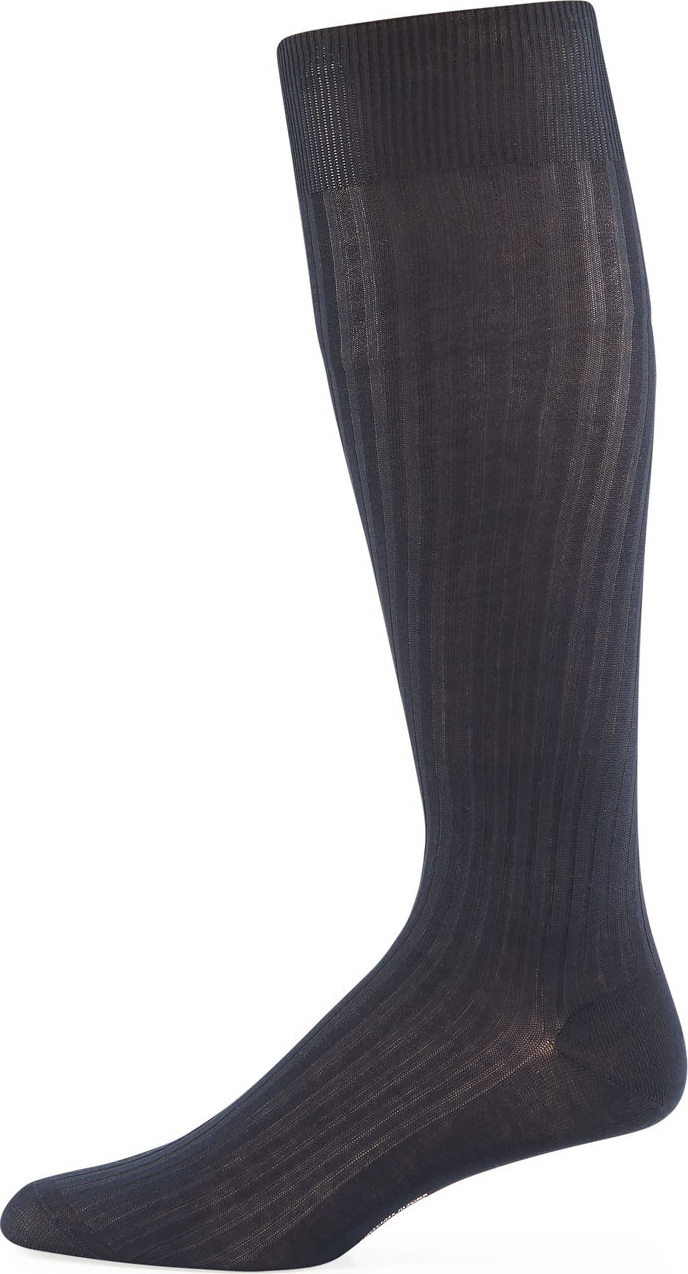 Pantherella Over-the-Calf Ribbed Lisle Socks