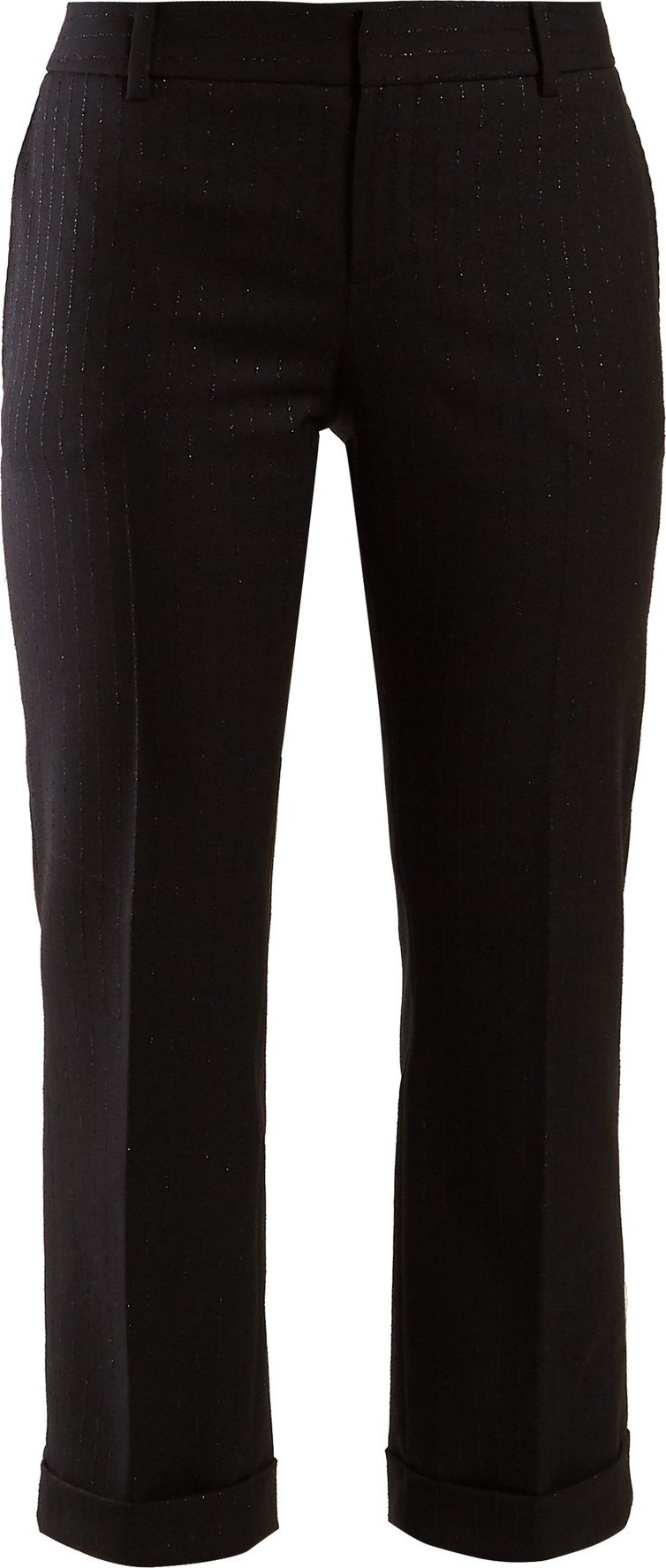 Saint Laurent Metallic-stripe wool trousers