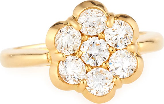 Bayco 18K Yellow Gold & Diamond Flower Ring