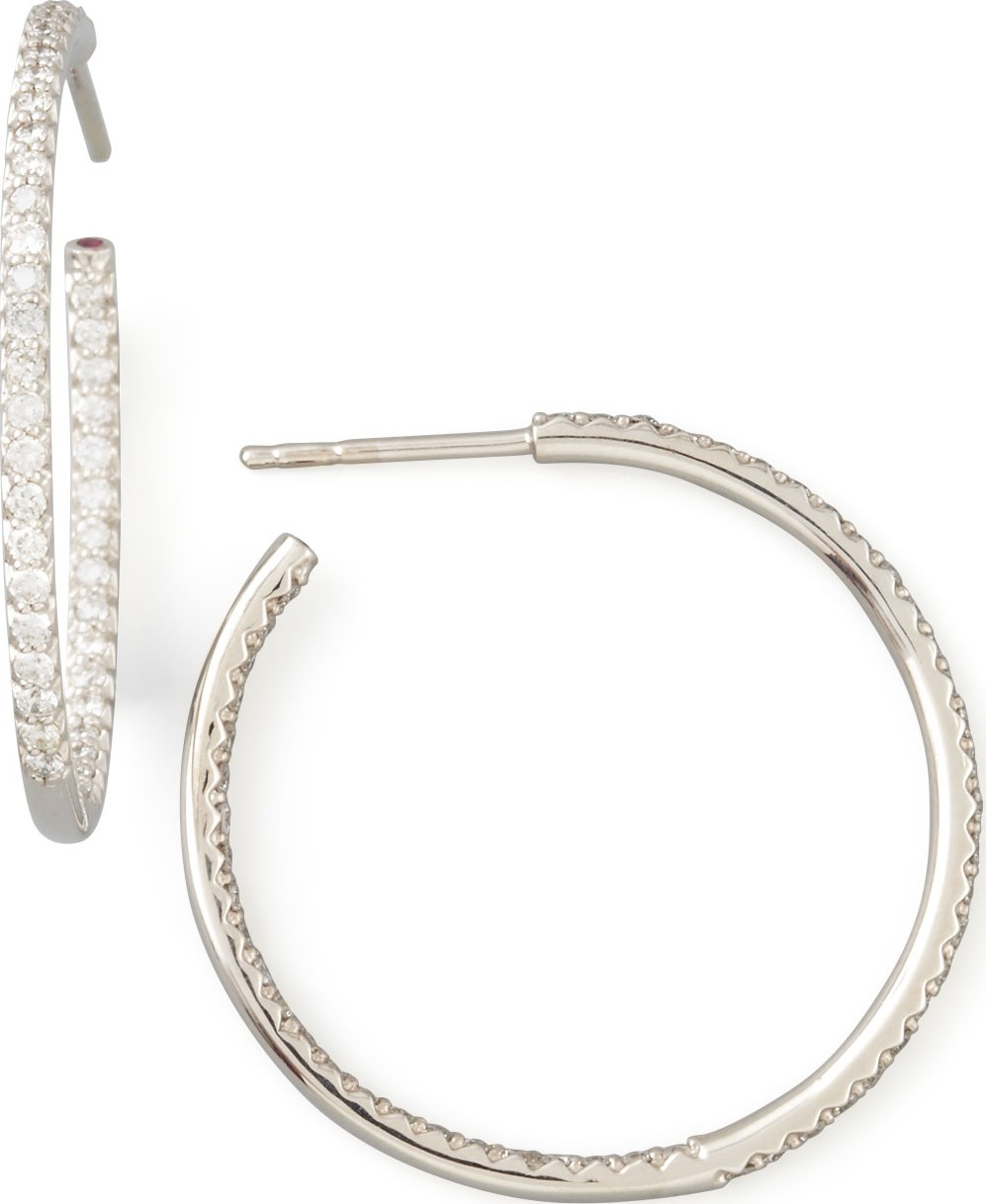 Roberto Coin 30mm White Gold Diamond Hoop Earrings, 0.98ct