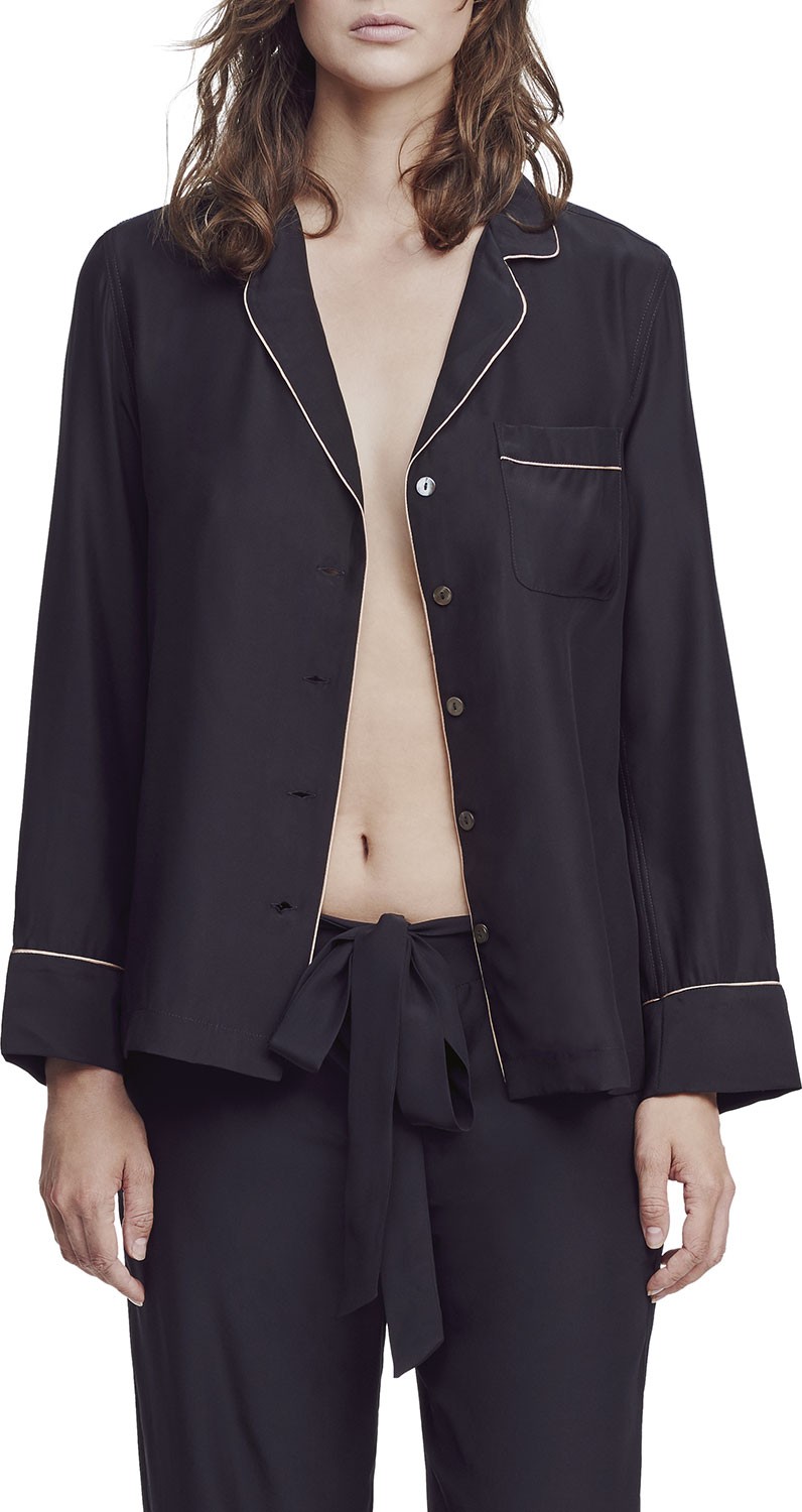 Kiki De Montparnasse Long-Sleeve Silk Pajama Top