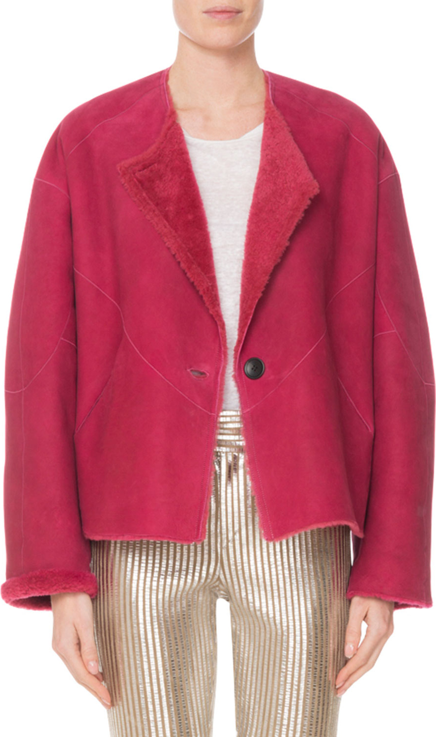 Isabel Marant Reversible One-Button Lamb Shearling Coat