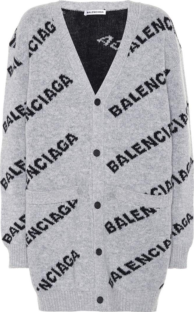Balenciaga Intarsia wool-blend cardigan