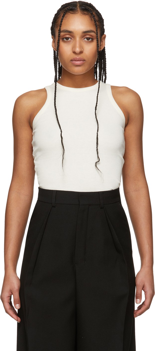 AMI Off-White Cotton Tank Top