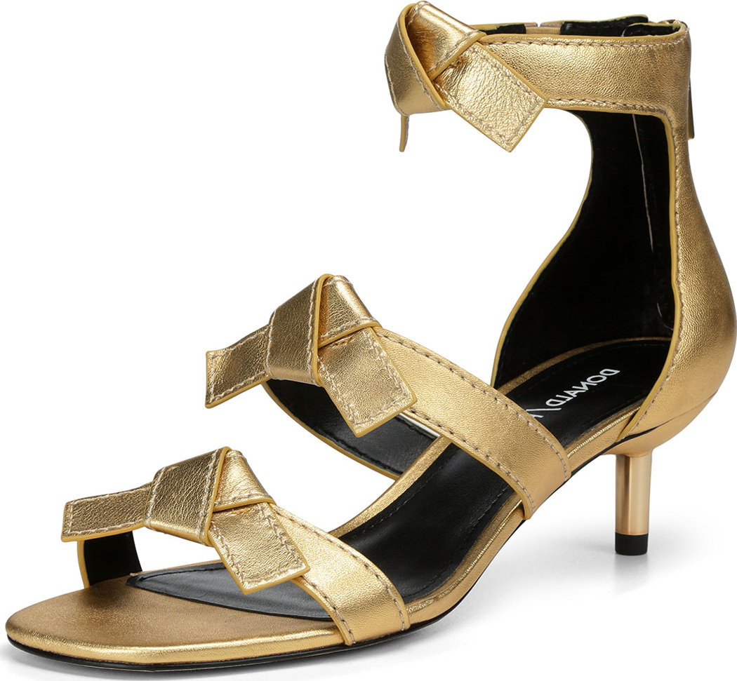 Donald J Pliner Cady Metallic Leather Bow Sandals