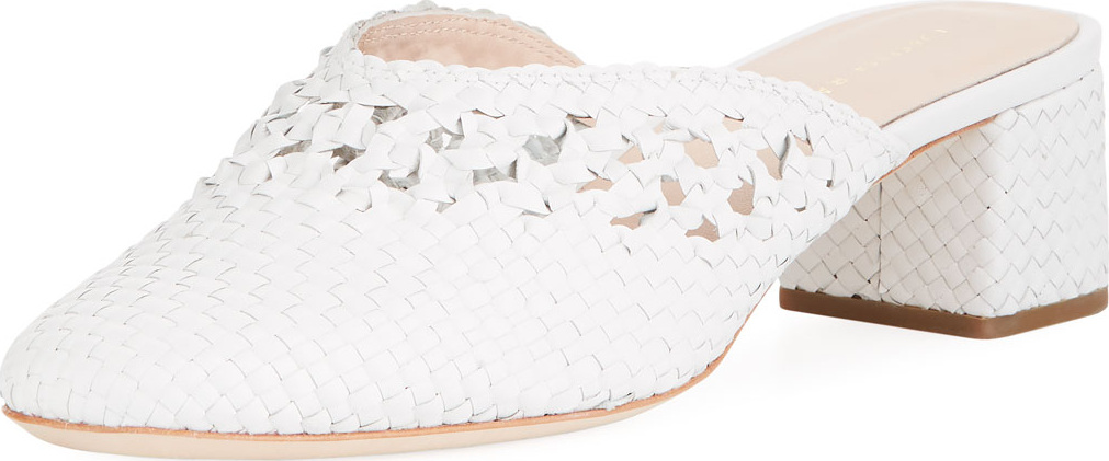 Loeffler Randall Lulu Woven Leather Block-Heel Mule