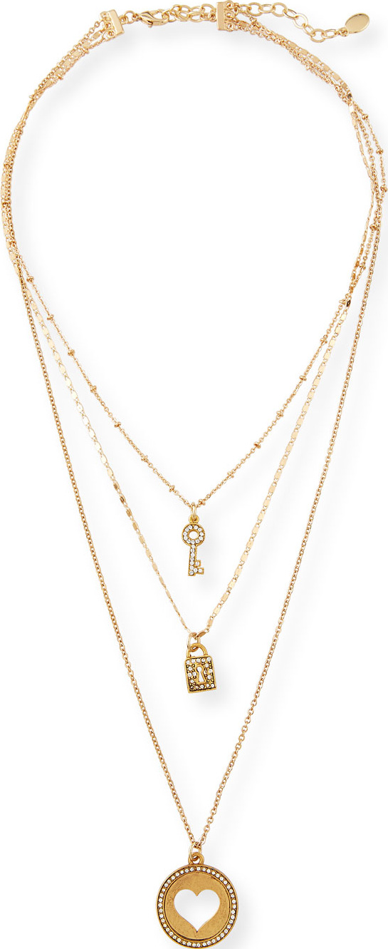 Sequin Triple-Layer Heart Necklace