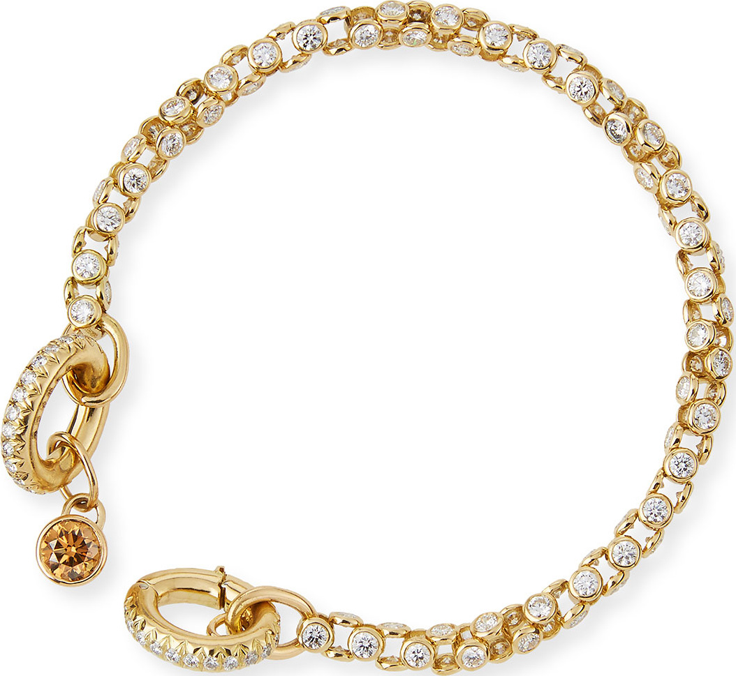 Oscar Heyman 18K Yellow Gold Diamond Watch Bracelet with Cognac Diamond Toggle