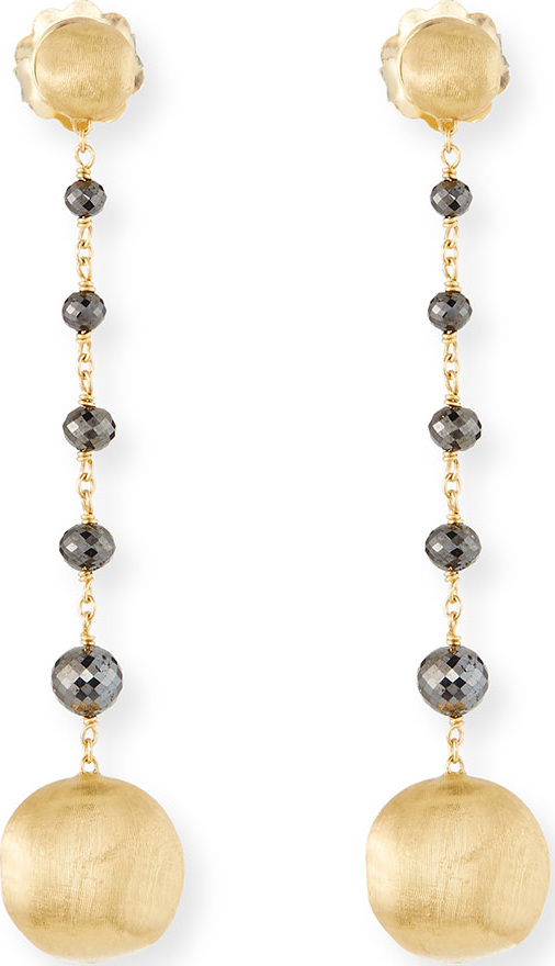 Marco Bicego 18k Africa Raw Black Diamond Drop Earrings