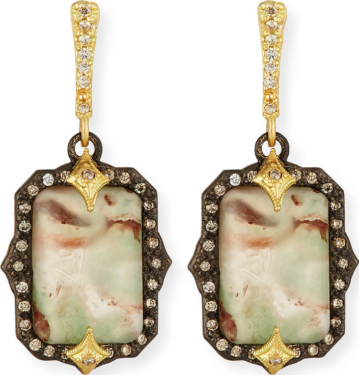 Armenta Old World Emerald-Shaped Aquaprase™ Earrings with Diamonds