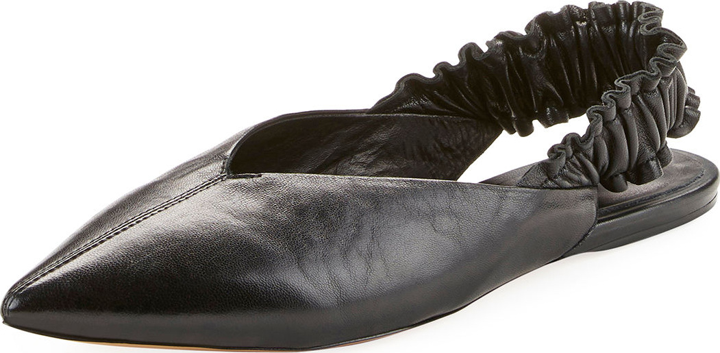 Isabel Marant Linta Pointed-Toe Leather Slingback Flat