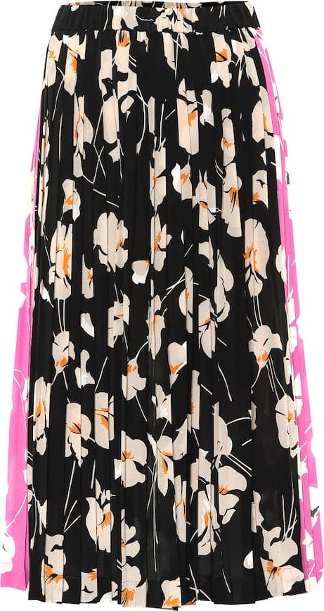 N°21 Floral-printed silk skirt