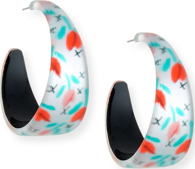 Alexis Bittar Tulip-Print Wide Graduated Hoop Earrings
